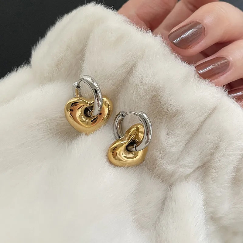 Pendientes corazón combinado