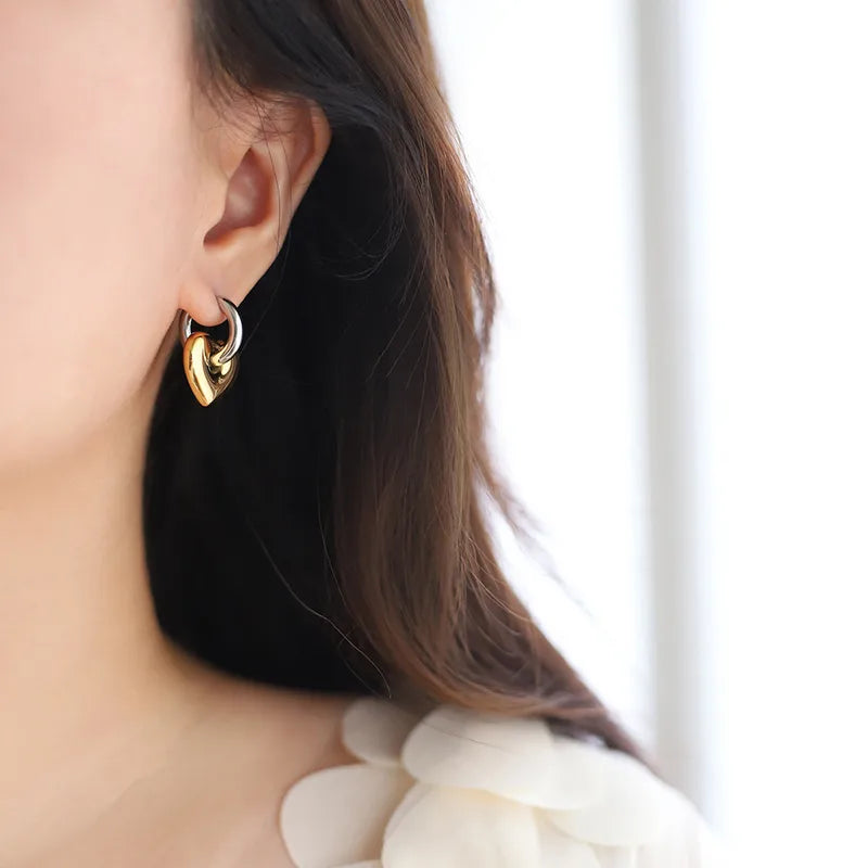 Pendientes corazón combinado